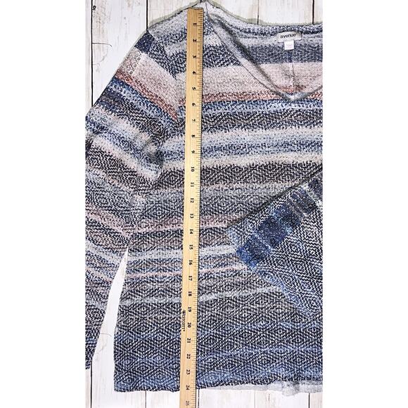 Avenue Striped Knit V-Neck Flared Sleeve Sweater 14/16 - Picture 3 of 9